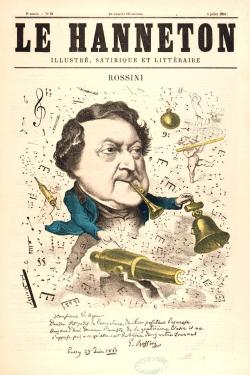 La caricature d’Hippolyte Mailly illustre la seconde période où Rossini vécut à Paris.