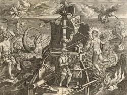 Magellan en train de doubler la Terre de Feu et d'aborder l'océan